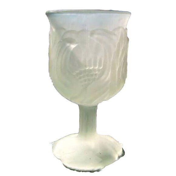 Embossed Floral Frosted Glass Water Goblet set-6 vintage1980s Avon textured - Picture 2 of 10